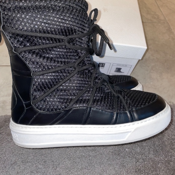 CHRISTIAN DIOR Black Leather/Mesh Resille Dior Solar Flat Boot Size 38/8 - Picture 10 of 15